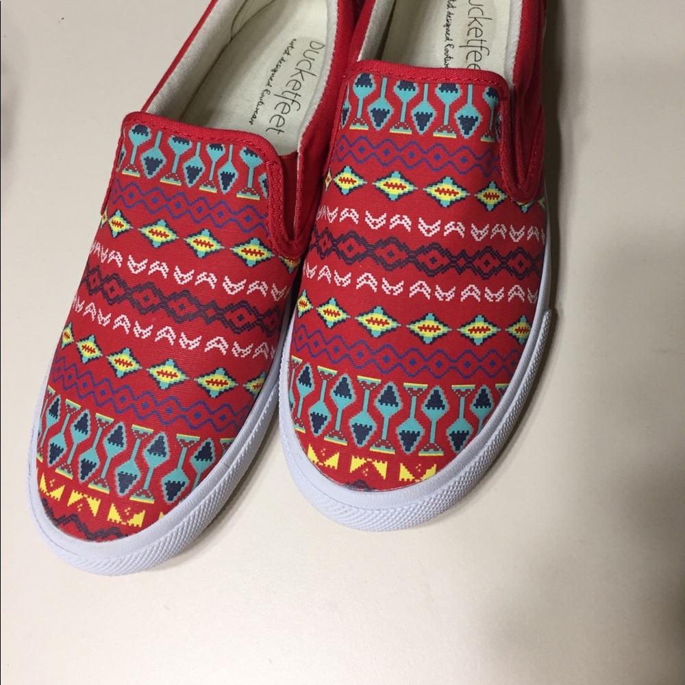 Bucket Feet Red and Blue Patterned Sneakers - Picture 4 of 4